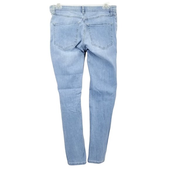 Free People Jeans Light Wash Skinny Distressed Stretch Blue Denim Women Size 27 - Picture 2 of 9